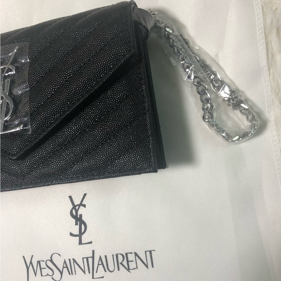 YSL Monogramme Quilted Leather Wallet on a Chain - Picture 6 of 7